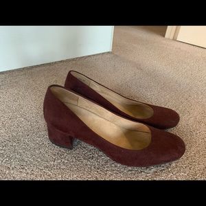 Block Heel Pumps, Wine colored suede, size 11.